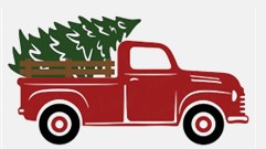 red truck with tree